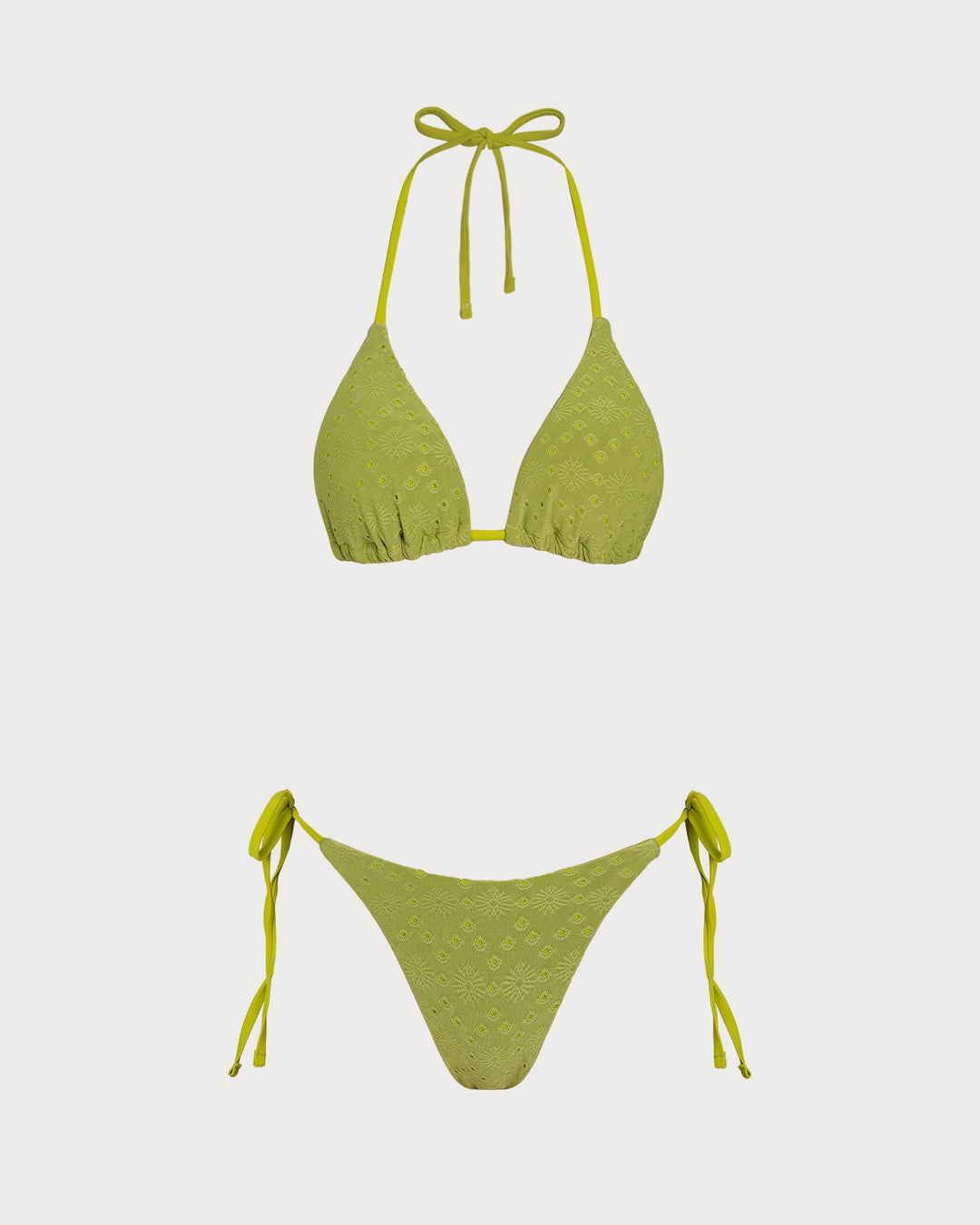 Morgan and Brooke | Textured Triangle Bikini Set for Women in Green