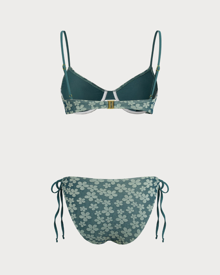 Morgan and Brooke | Floral Underwire Bikini Set for Women in Green