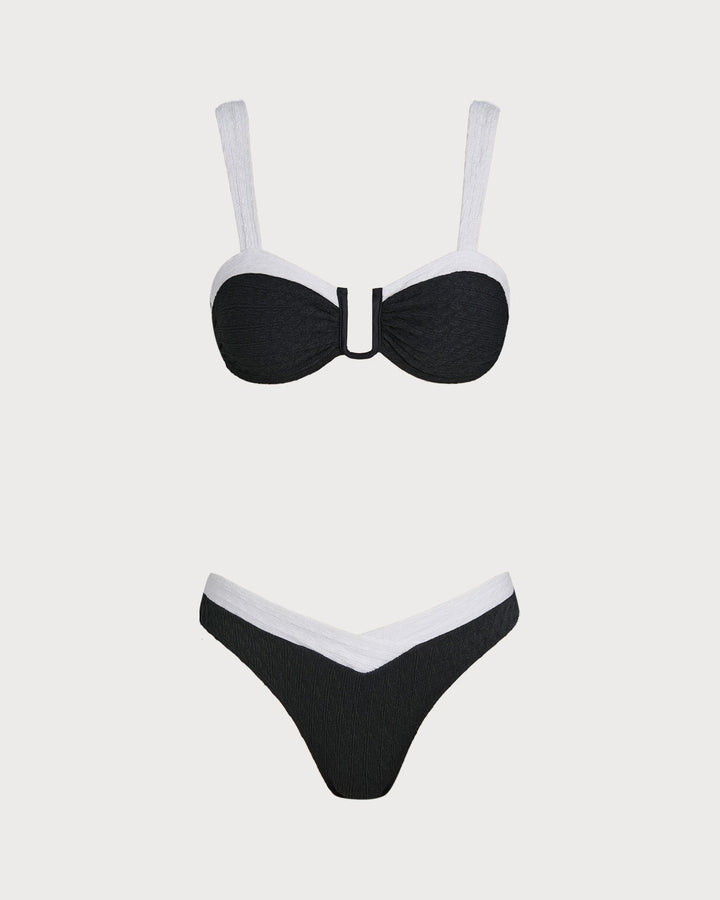 Morgan and Brooke | Black Contrast U Neck Triangle Bikini Set