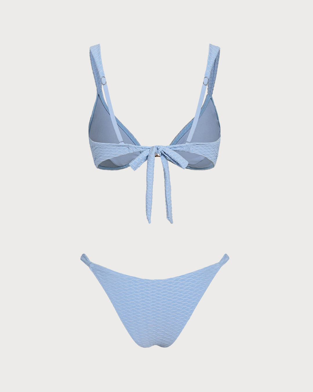 Morgan and Brooke | Textured Triangle Bikini Set for Women in Blue