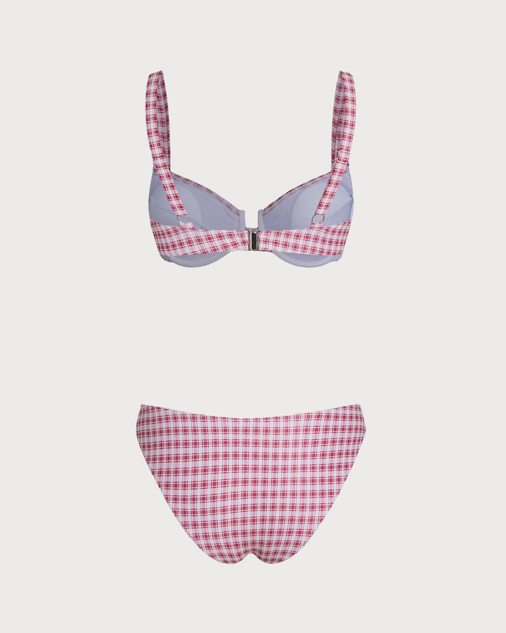 Morgan and Brooke | Underwire Bikini Set for Women in Red Plaid
