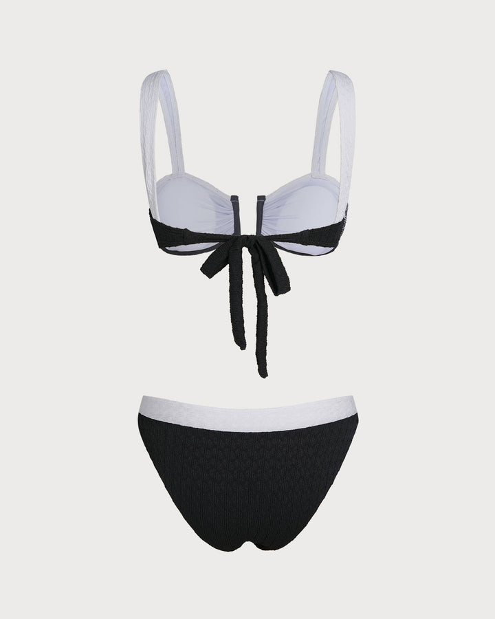 Morgan and Brooke | Black Contrast U Neck Triangle Bikini Set