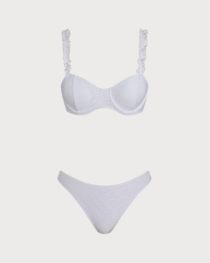 Morgan and Brooke | White Jacquard Underwire Bikini Set