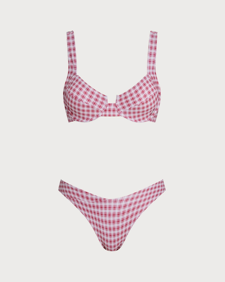 Morgan and Brooke | Underwire Bikini Set for Women in Red Plaid