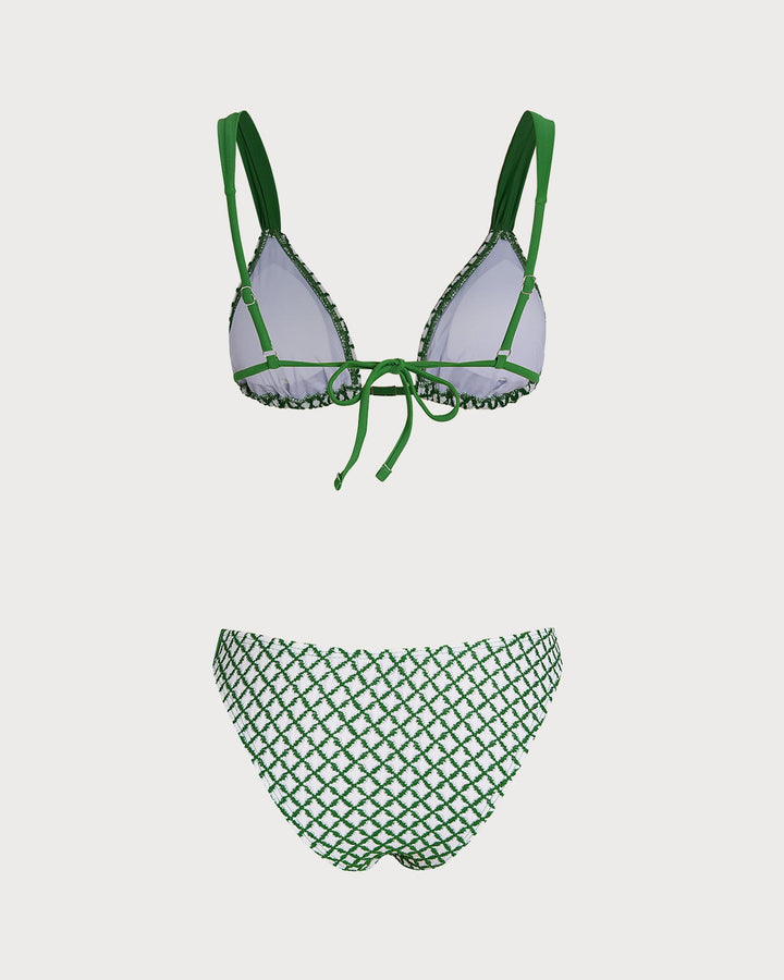 Morgan and Brooke | Green Plaid Triangle Bikini Set