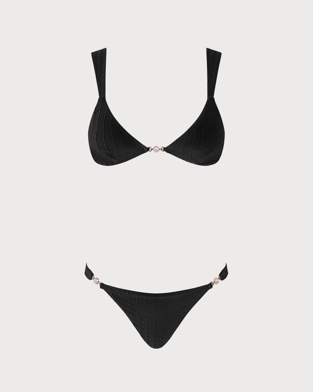 Morgan and Brooke | V Neck Bralette Bikini Set for Women in Black