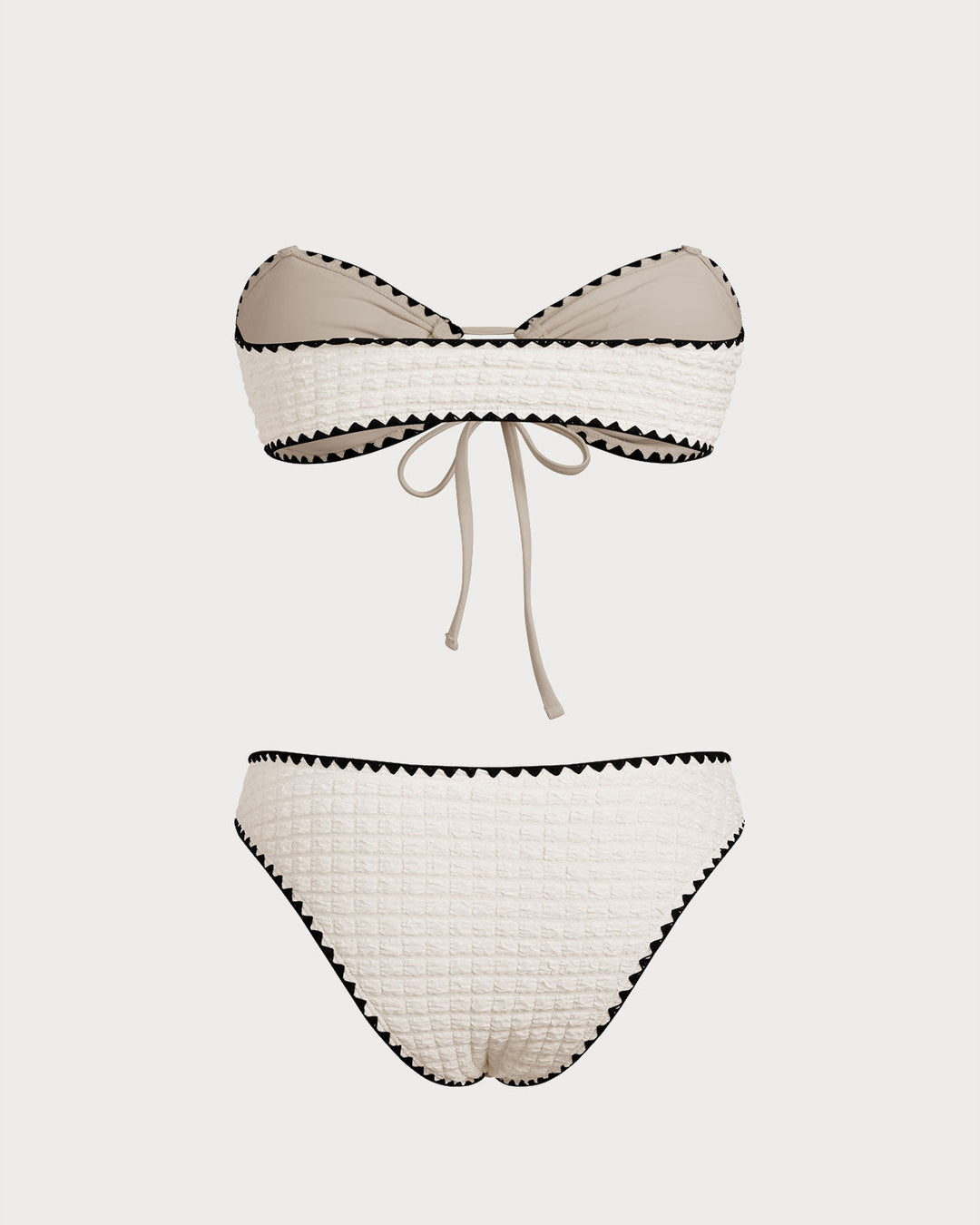 Morgan and Brooke | Bandeau Bikini Set for Women in White with Contrasting Details