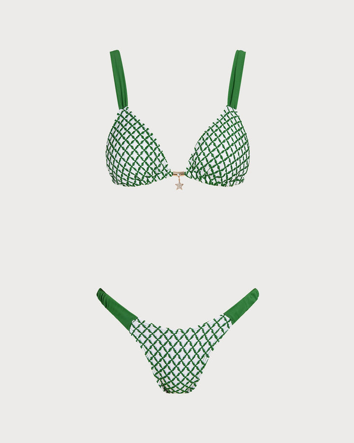 Morgan and Brooke | Green Plaid Triangle Bikini Set