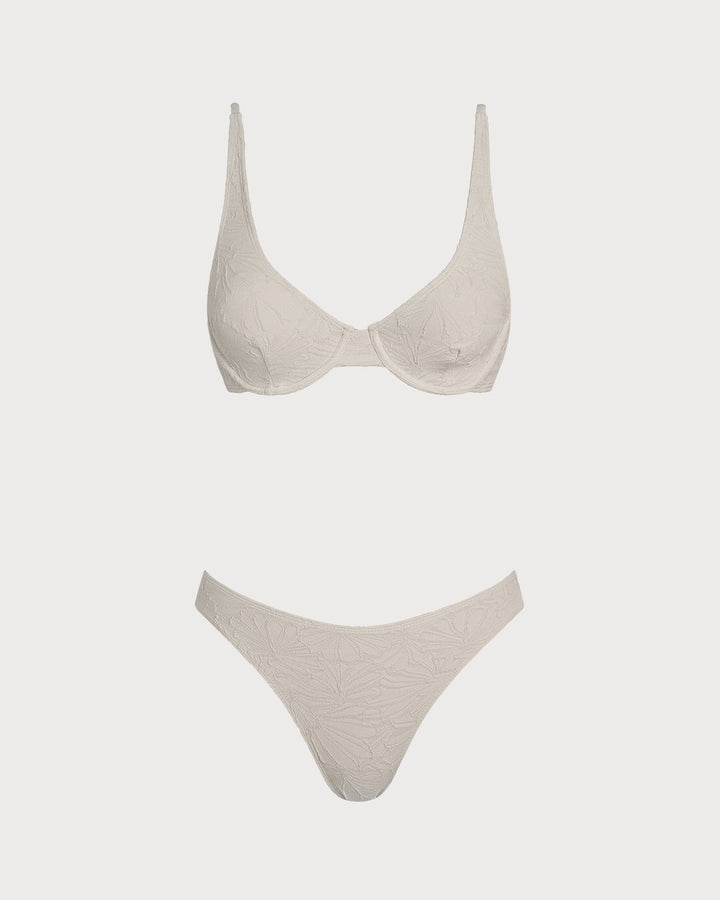 Morgan and Brooke | Beige Jacquard Underwire Bikini