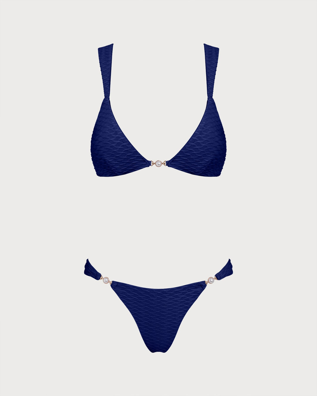 Morgan and Brooke | Textured Triangle Bikini Set, Royal Blue