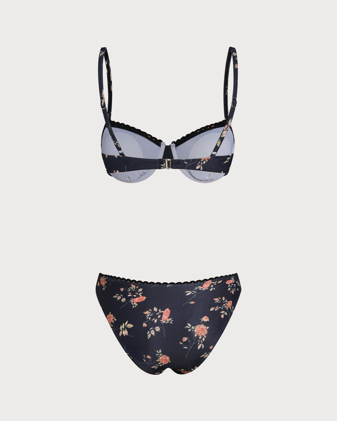 Morgan and Brooke | Floral Underwire Bikini Set for Women in Navy