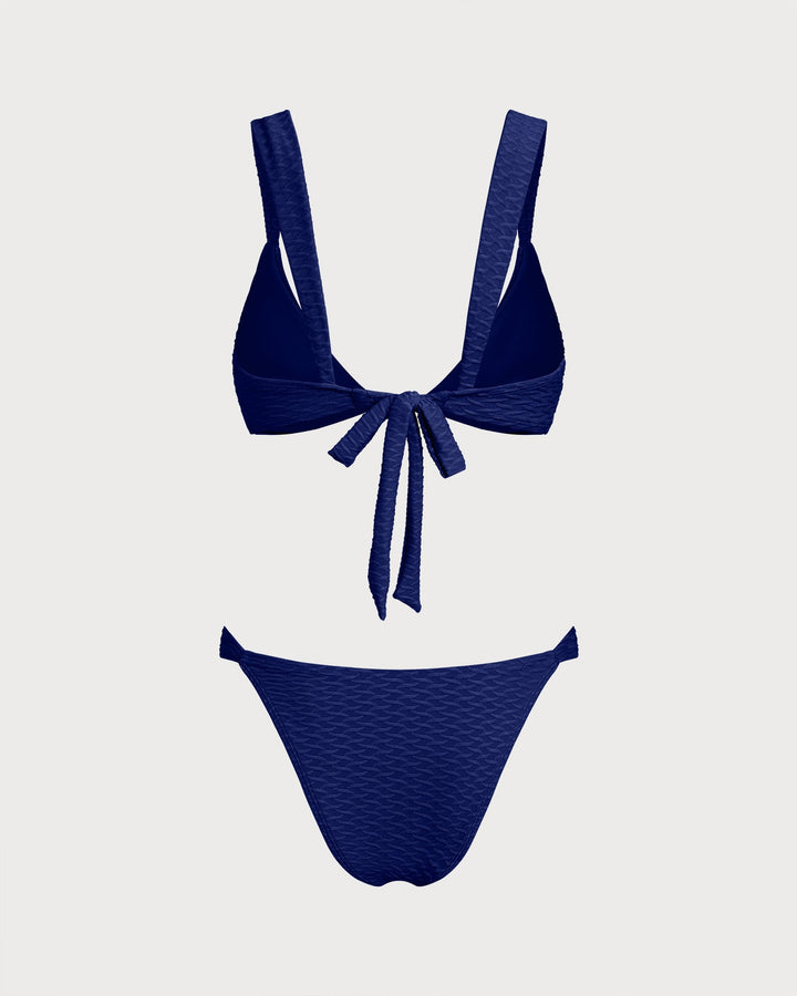 Morgan and Brooke | Textured Triangle Bikini Set, Royal Blue