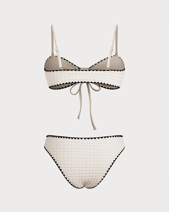 Morgan and Brooke | Bandeau Bikini Set for Women in White with Contrasting Details