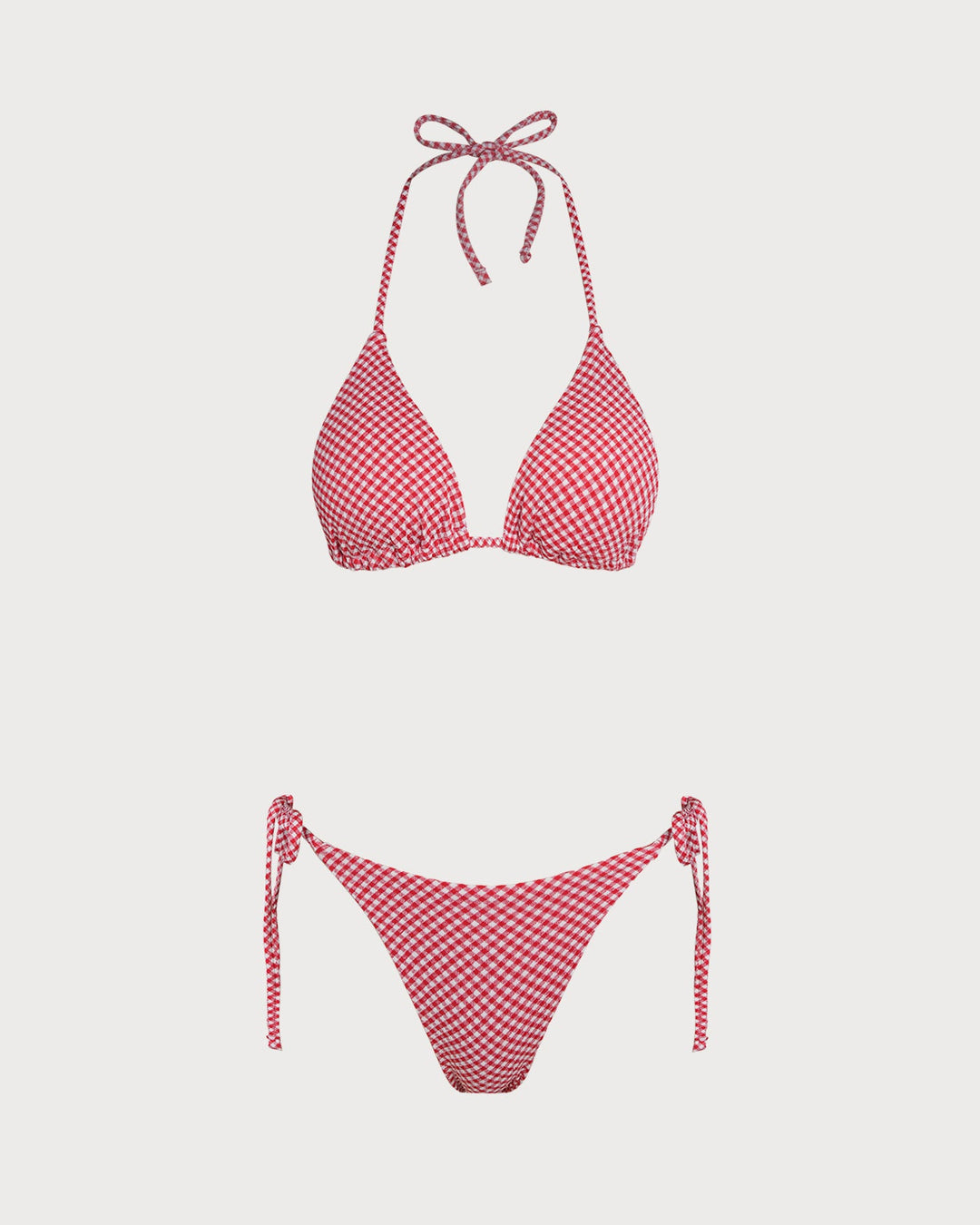 Morgan and Brooke | Triangle Bikini Set for Women in Red Plaid