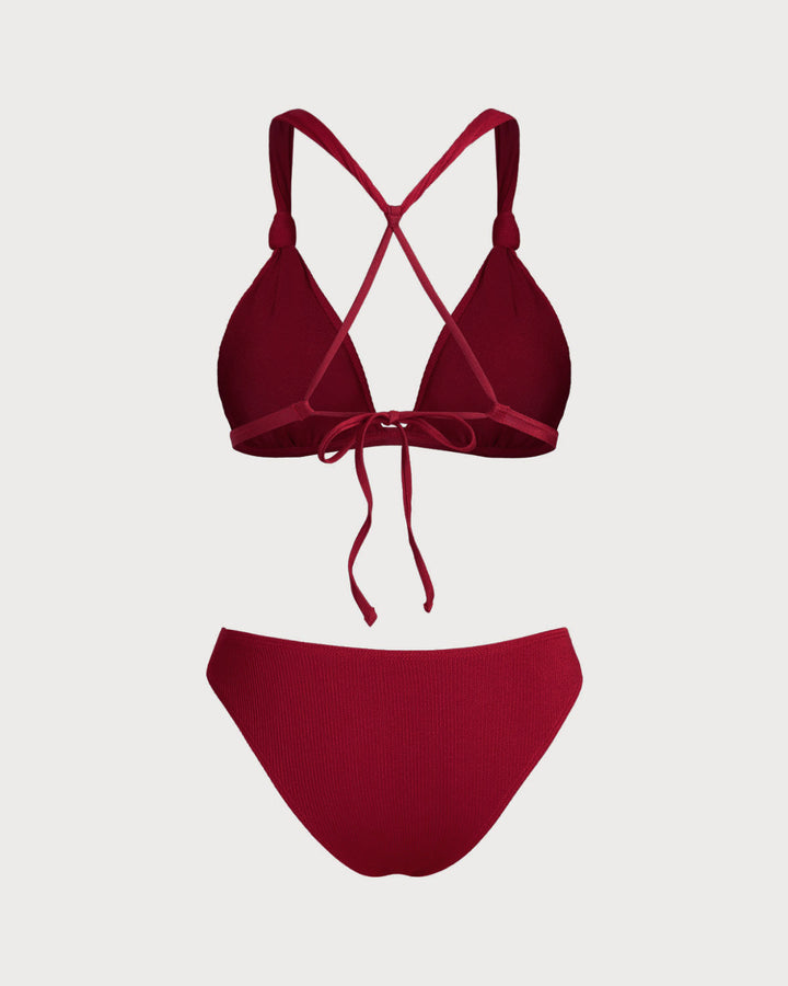 Morgan and Brooke | Ruched Bikini Set for Women in Red
