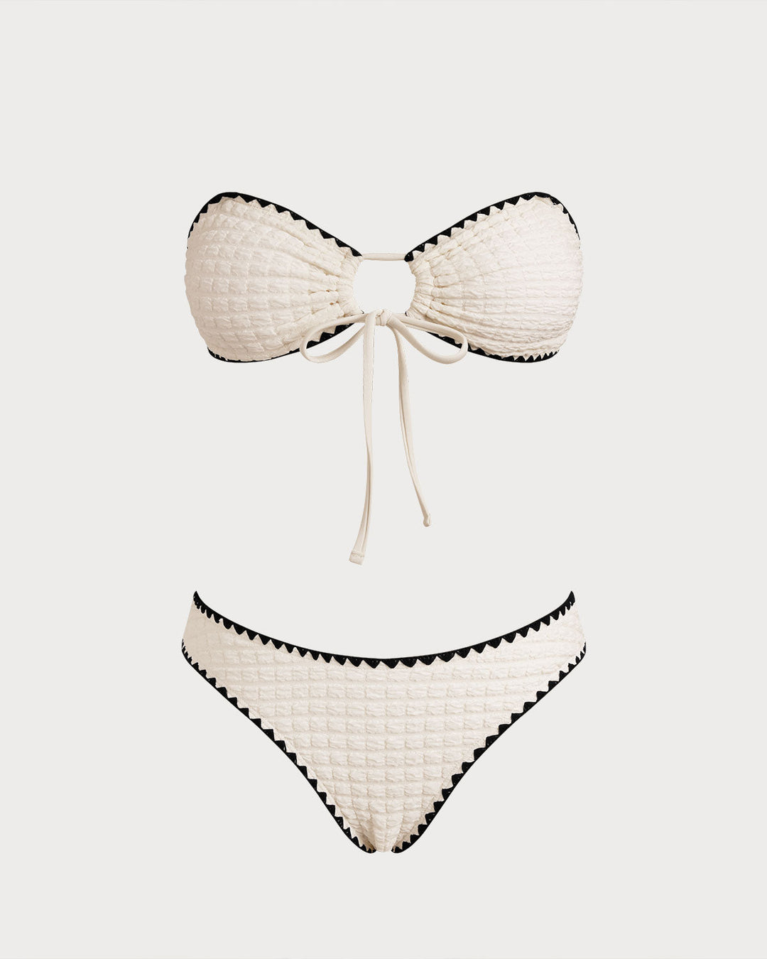 Morgan and Brooke | Bandeau Bikini Set for Women in White with Contrasting Details