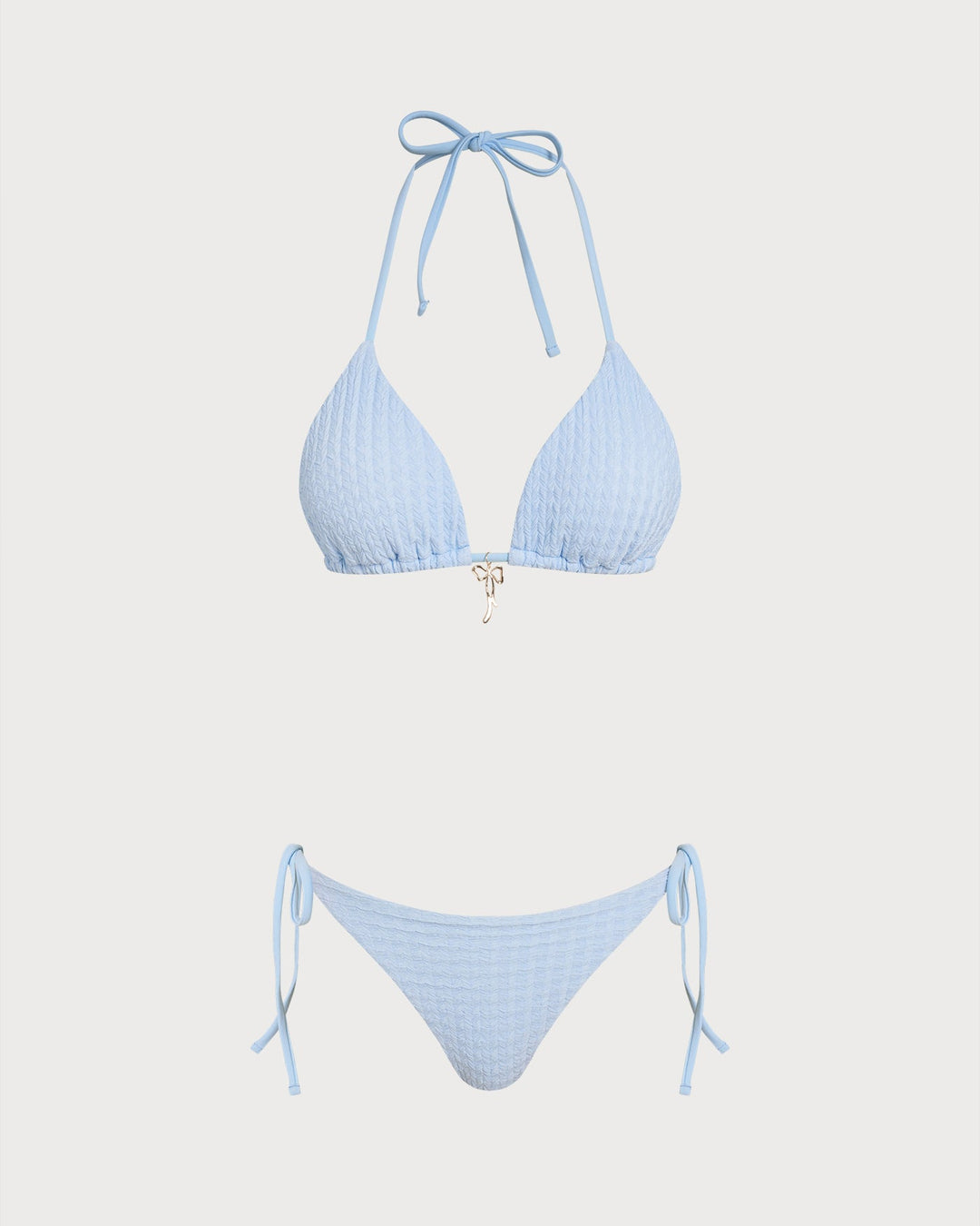 Morgan and Brooke | Halter Triangle Bikini Set for Women in Blue
