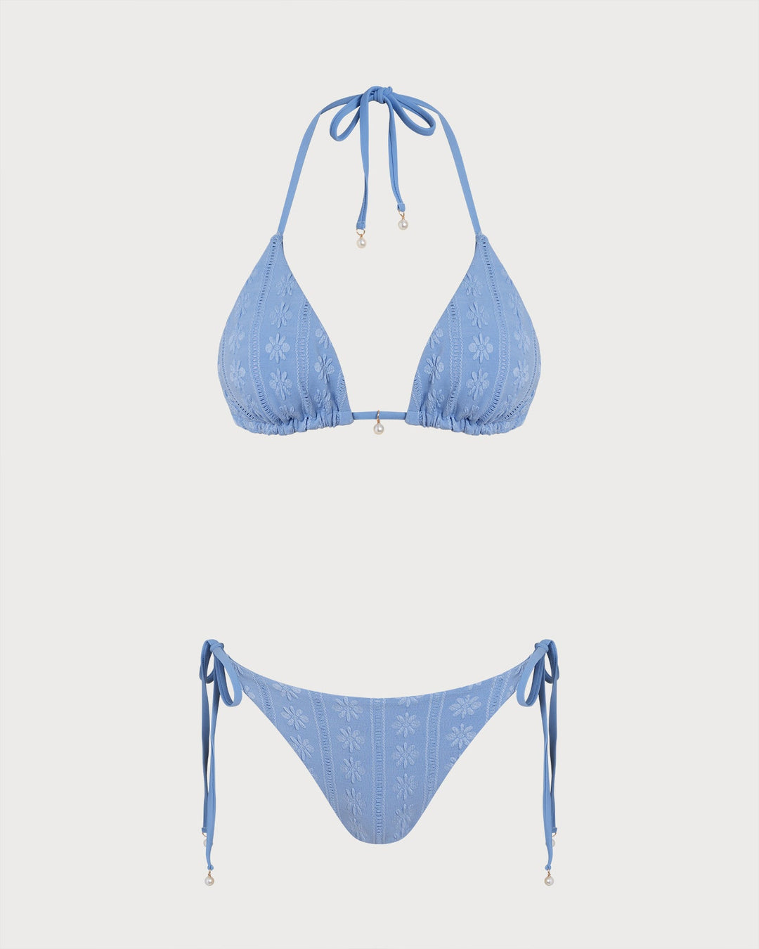 Morgan and Brooke | Reversible Halter Triangle Bikini Set for Women in Blue