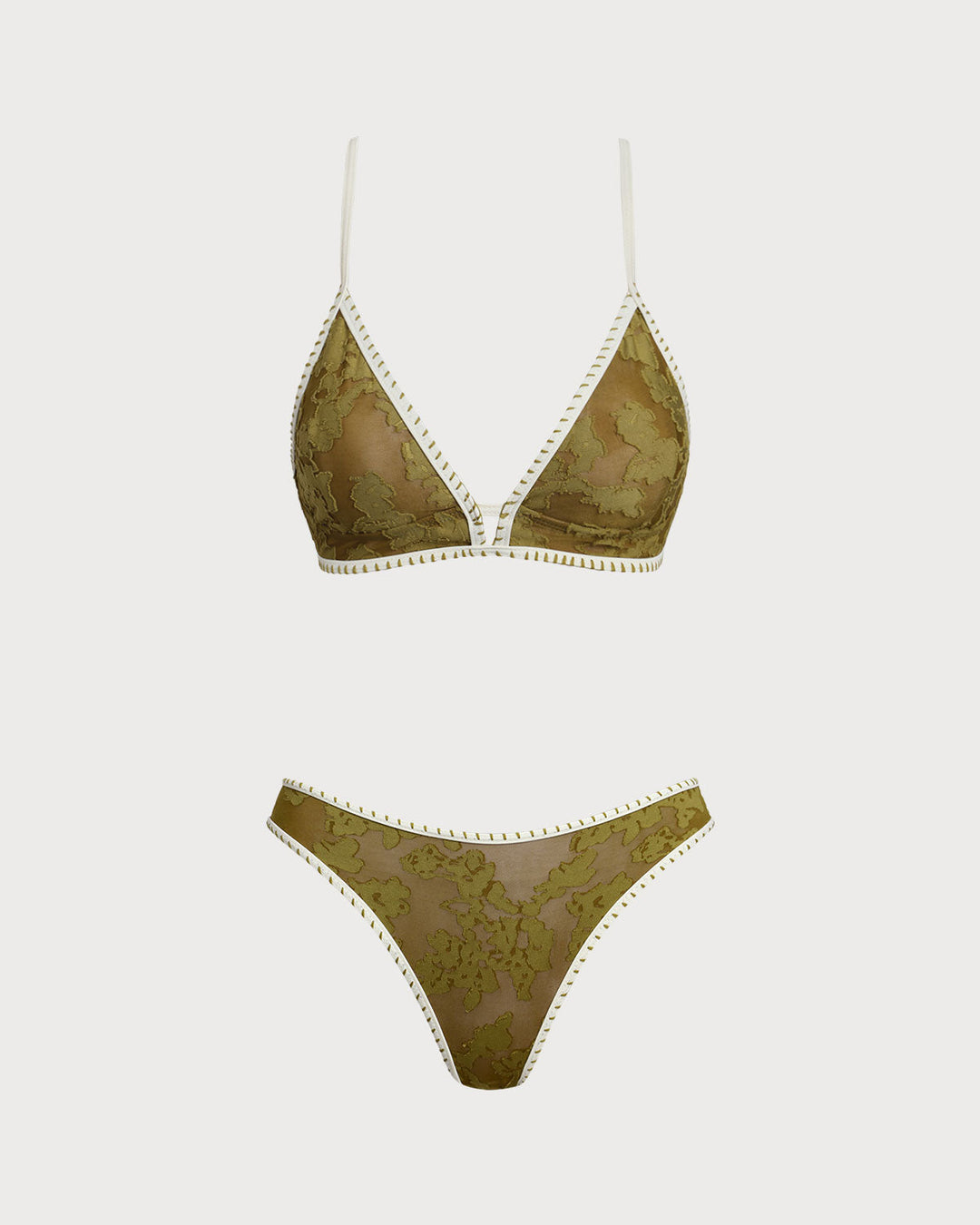 Morgan and Brooke | Floral Tie-back Triangle Bikini Set for Women in Green