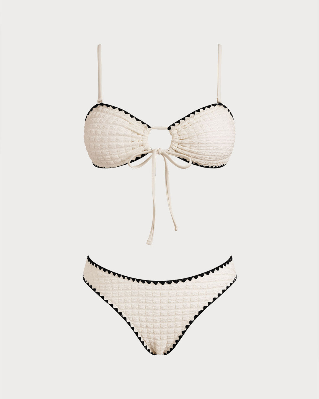 Morgan and Brooke | Bandeau Bikini Set for Women in White with Contrasting Details