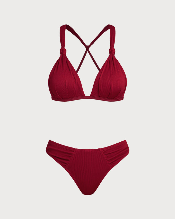 Morgan and Brooke | Ruched Bikini Set for Women in Red