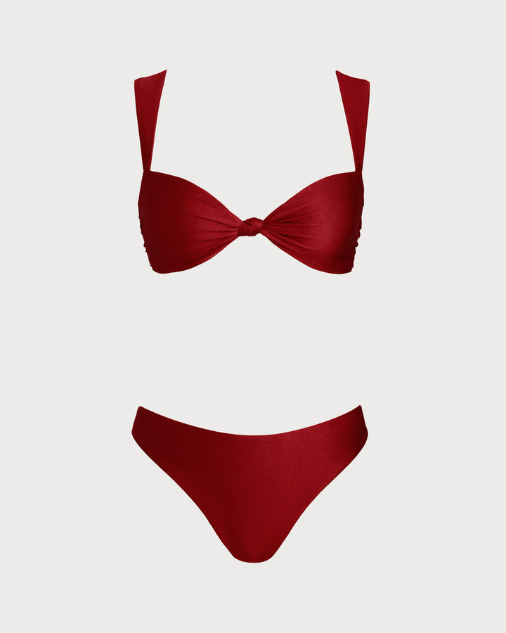 Morgan and Brooke | Triangle Low Waisted Bikini Set, Red
