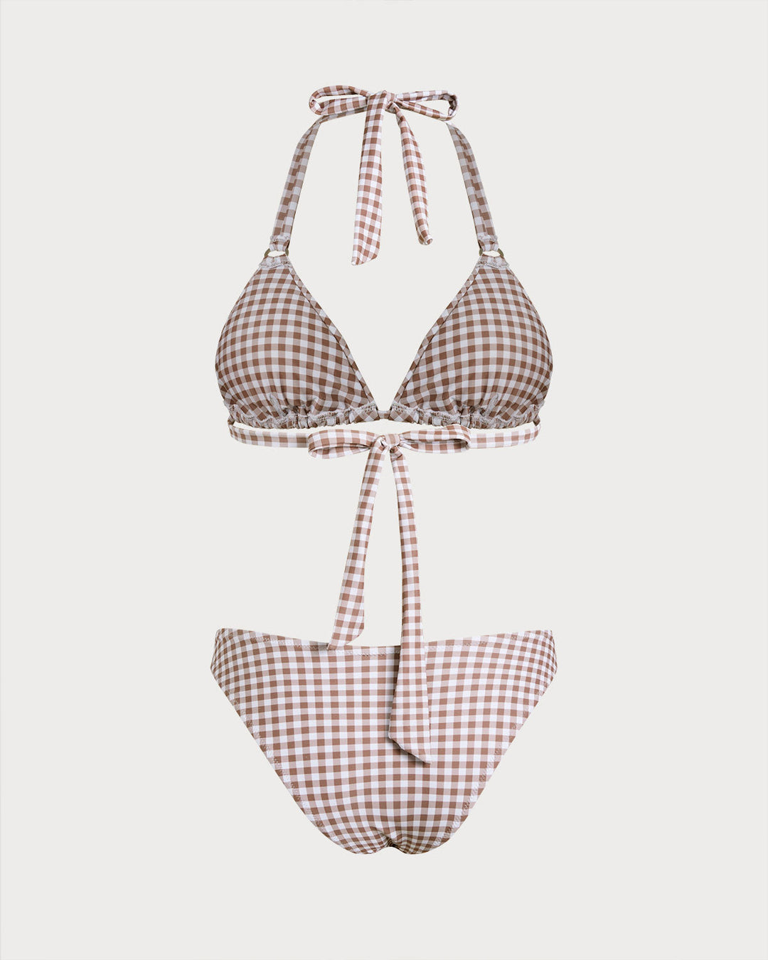 Morgan and Brooke | Plaid Halter Bikini Set for Women in Coffee