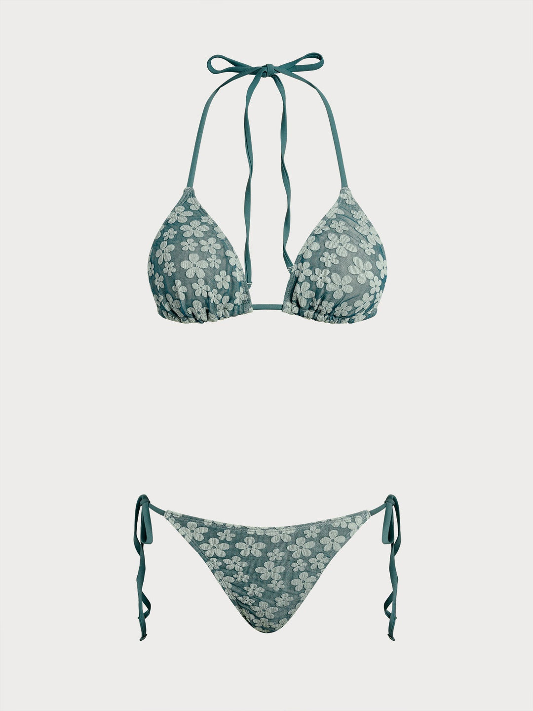 Morgan and Brooke | Floral Halter Bikini Set for Women in Green
