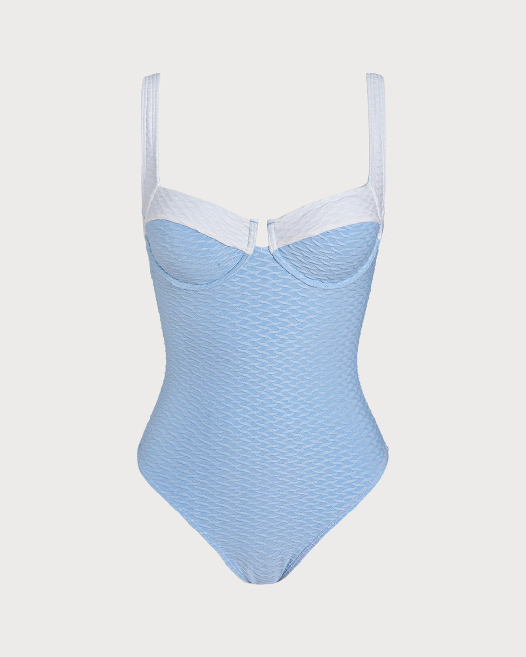 Morgan and Brooke | Textured Underwire One Piece Swimsuit for Women in Blue