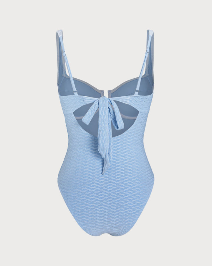 Morgan and Brooke | Textured Underwire One Piece Swimsuit for Women in Blue