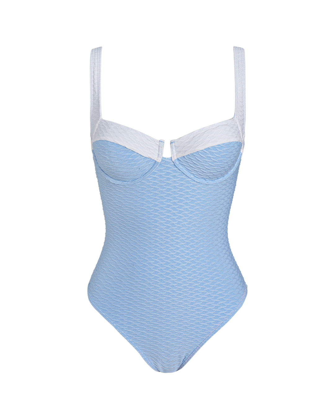 Morgan and Brooke | Textured Underwire One Piece Swimsuit for Women in Blue