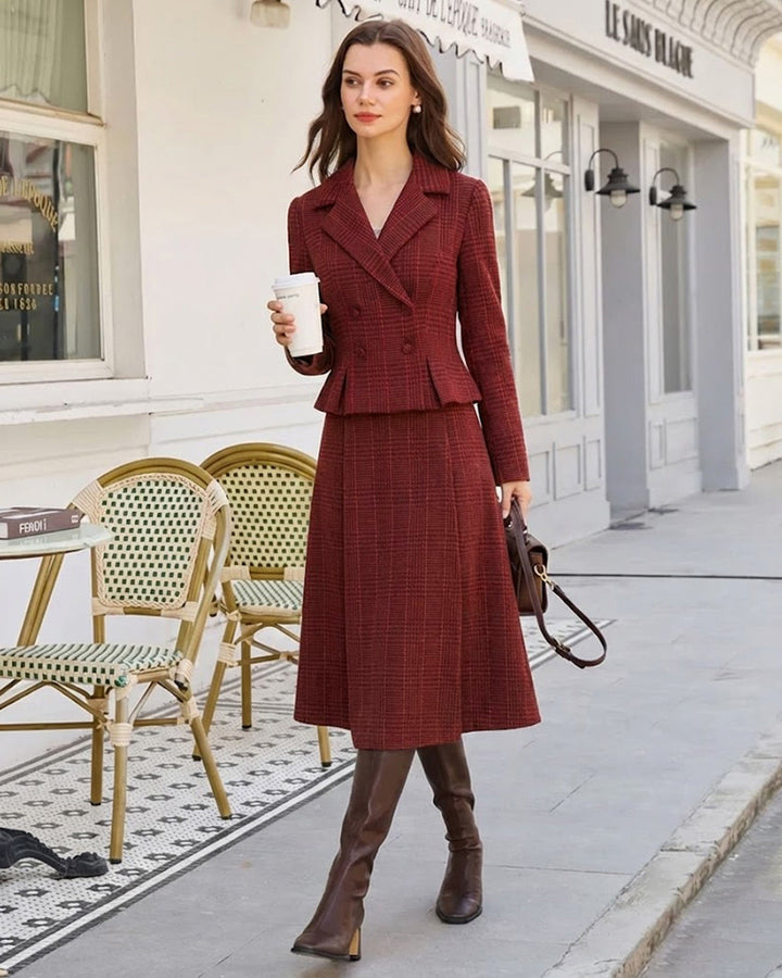 Morgan and Brooke | Double Breasted Jacket for Women in Red Plaid