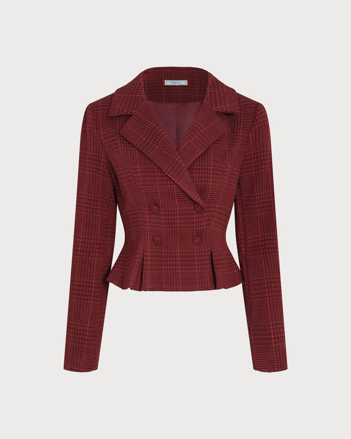 Morgan and Brooke | Double Breasted Jacket for Women in Red Plaid
