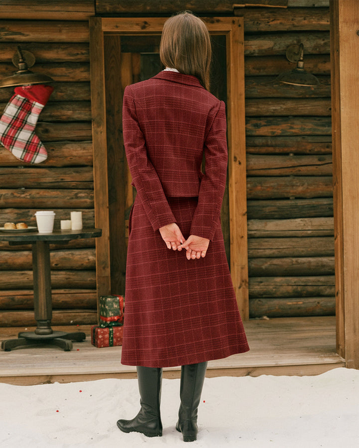 Morgan and Brooke | Double Breasted Jacket for Women in Red Plaid