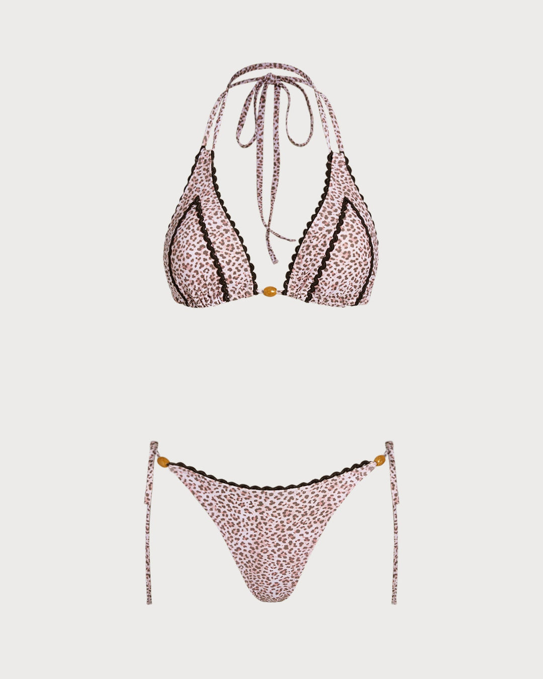 Morgan and Brooke | Halter Bikini Set, Women's, Polyester, Regular Fit, Leopard Print