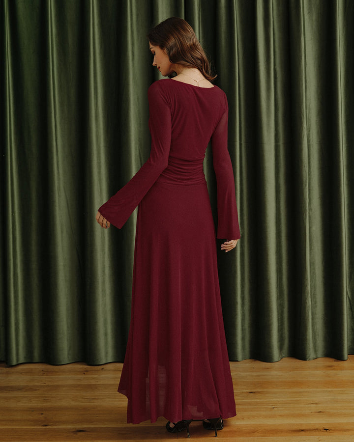Morgan and Brooke | Boat Neck Maxi Dress for Women in Red