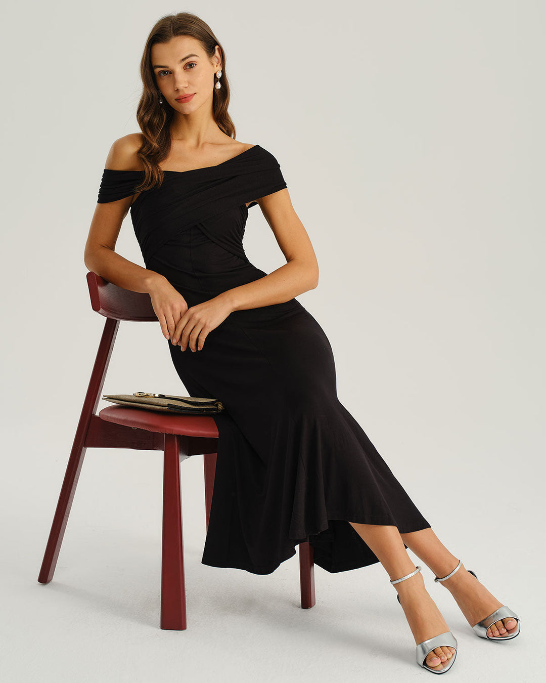 Morgan and Brooke | One Shoulder A-Line Midi Dress, Black