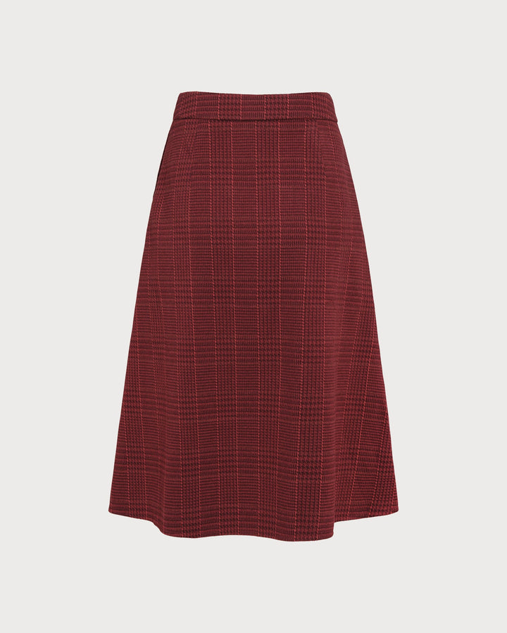 Morgan and Brooke | Red Plaid A-Line Midi Skirt