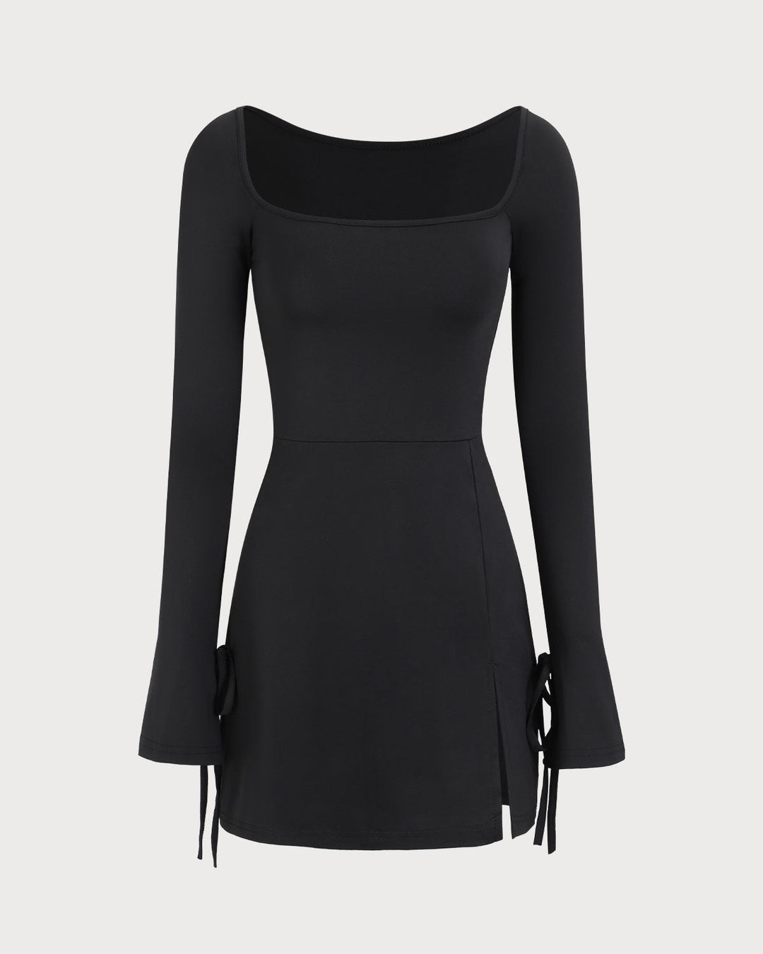 Morgan and Brooke | Black Square Neck Long Sleeve Mini Dress