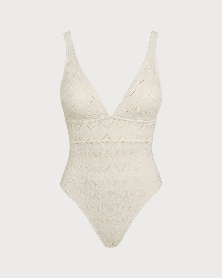 Morgan and Brooke | Textured One Piece Swimwear for Women in Off White