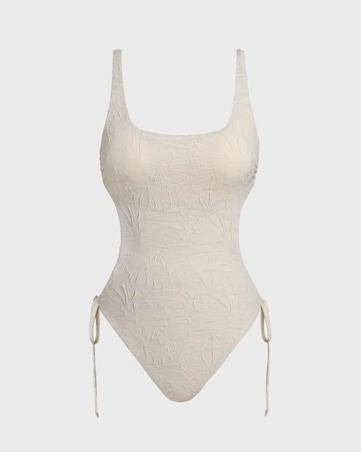 Morgan and Brooke | Textured Bralette One Piece Swimwear for Women in Off White