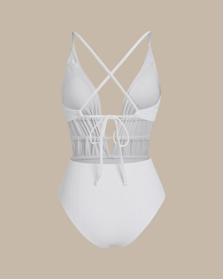 Morgan and Brooke | Textured White One Piece Swimwear for Women