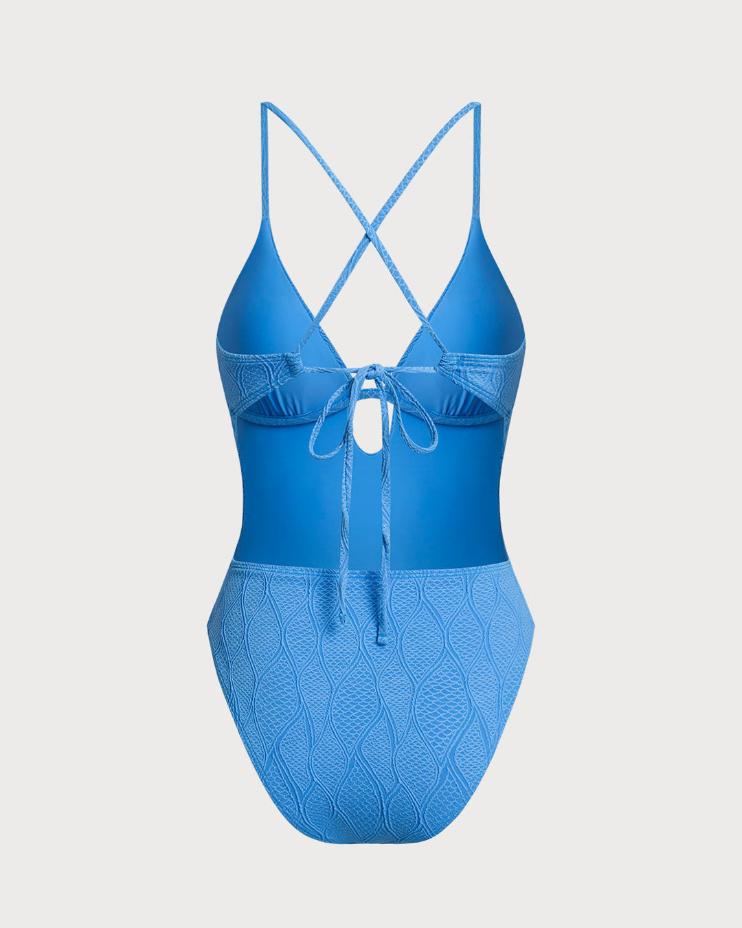 Morgan and Brooke | Textured Blue Bralette One Piece Swimsuit