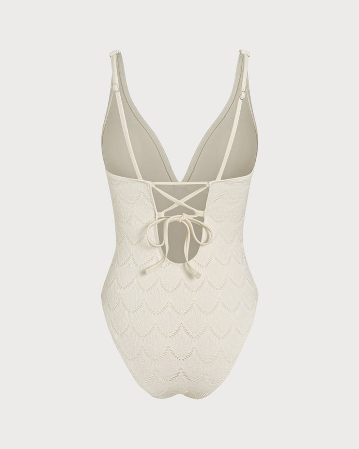 Morgan and Brooke | Textured One Piece Swimwear for Women in Off White
