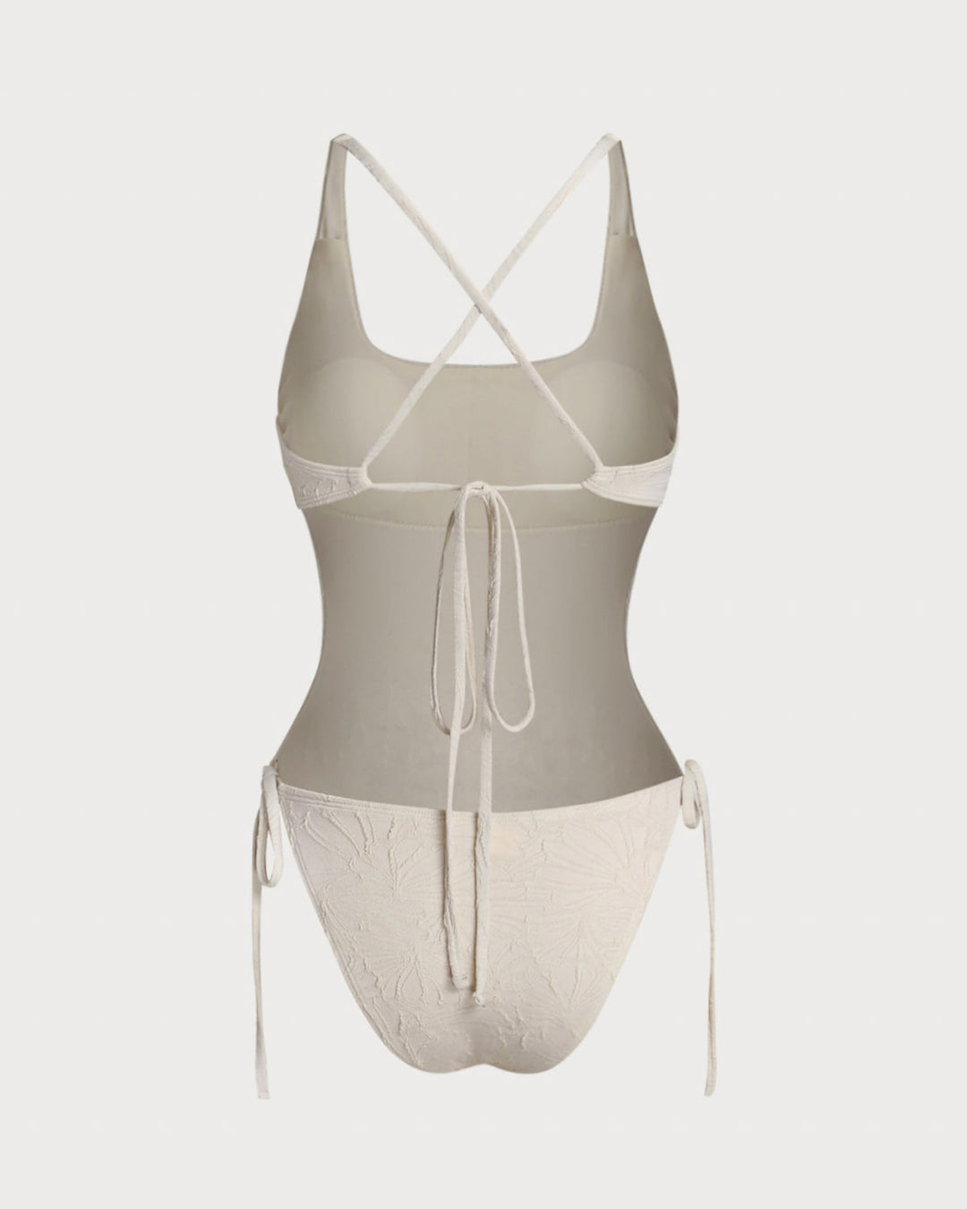 Morgan and Brooke | Textured Bralette One Piece Swimwear for Women in Off White