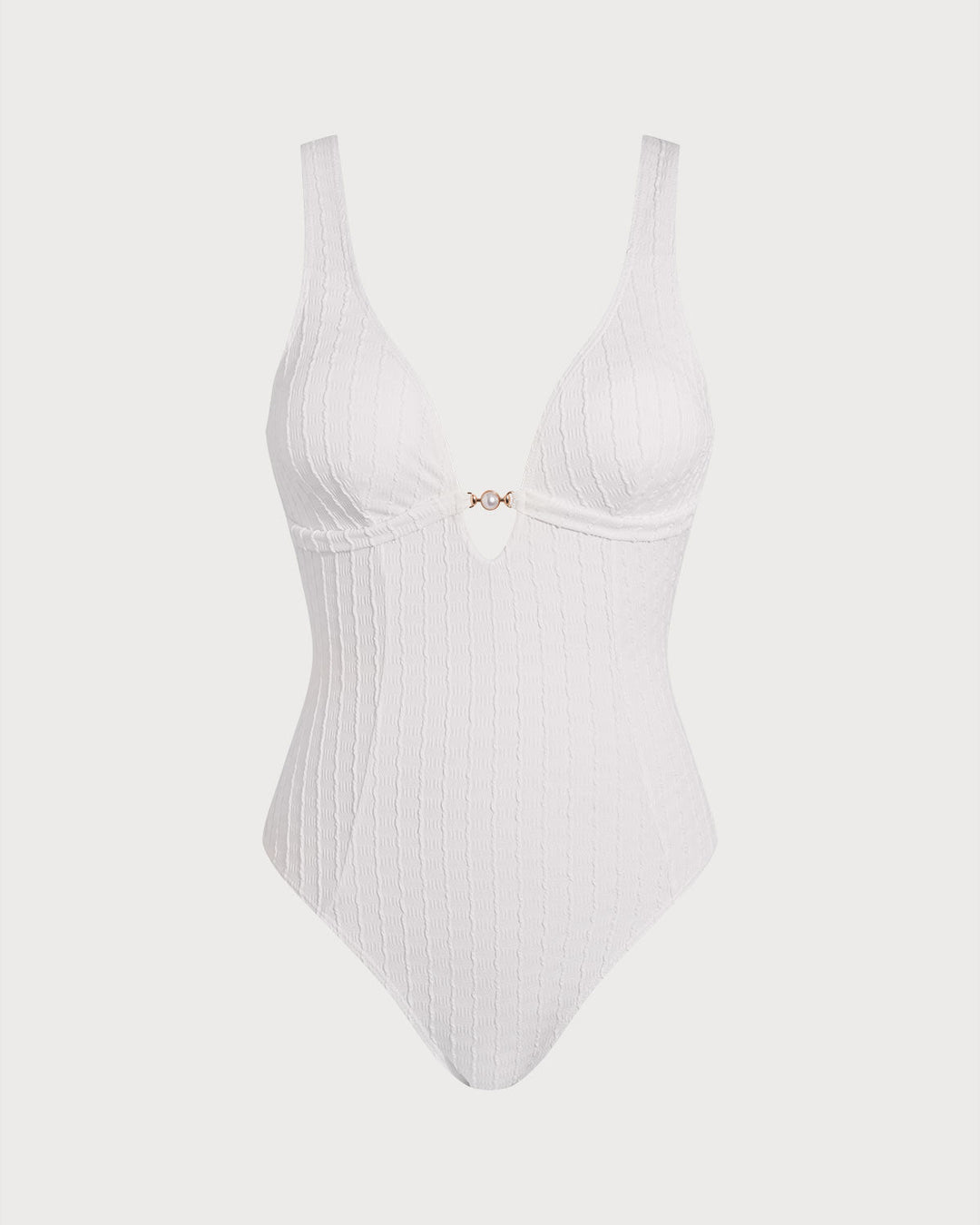 Morgan and Brooke | Textured Cut Out One-Piece Swimsuit for Women in White