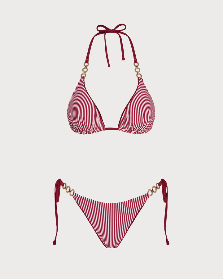 Morgan and Brooke | Reversible Halter Bikini Set in Brick Red