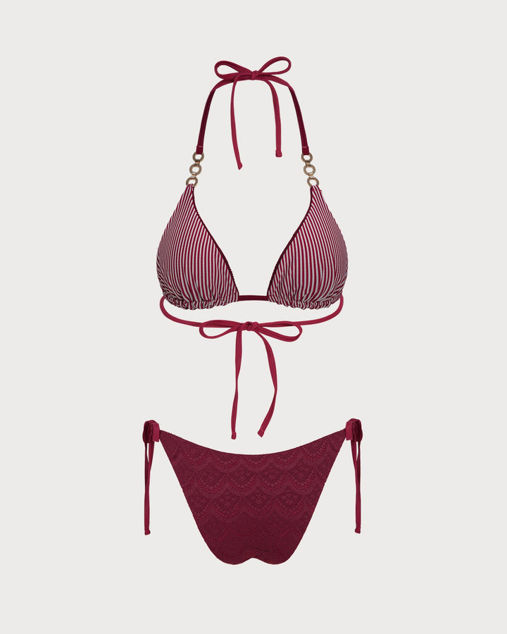 Morgan and Brooke | Reversible Halter Bikini Set in Brick Red