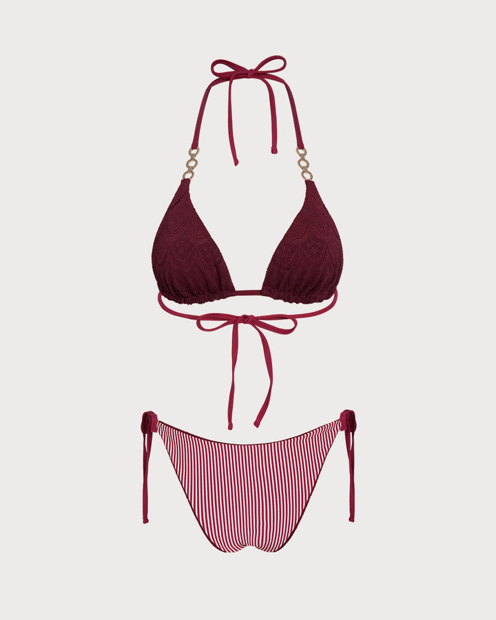 Morgan and Brooke | Reversible Halter Bikini Set in Brick Red