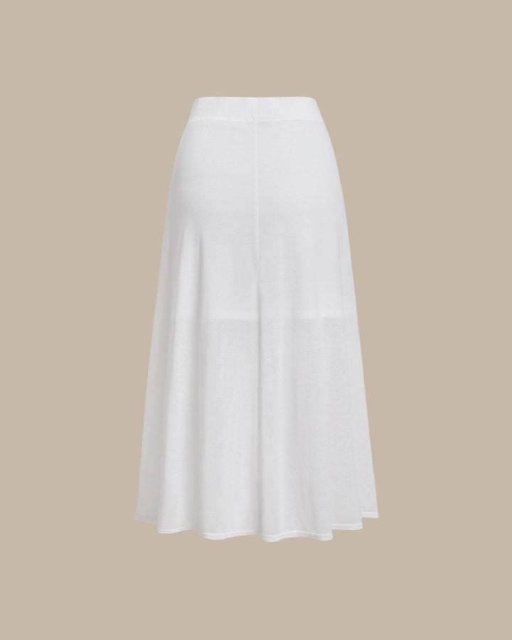 Morgan and Brooke | White Elastic Waist Midi Skirt